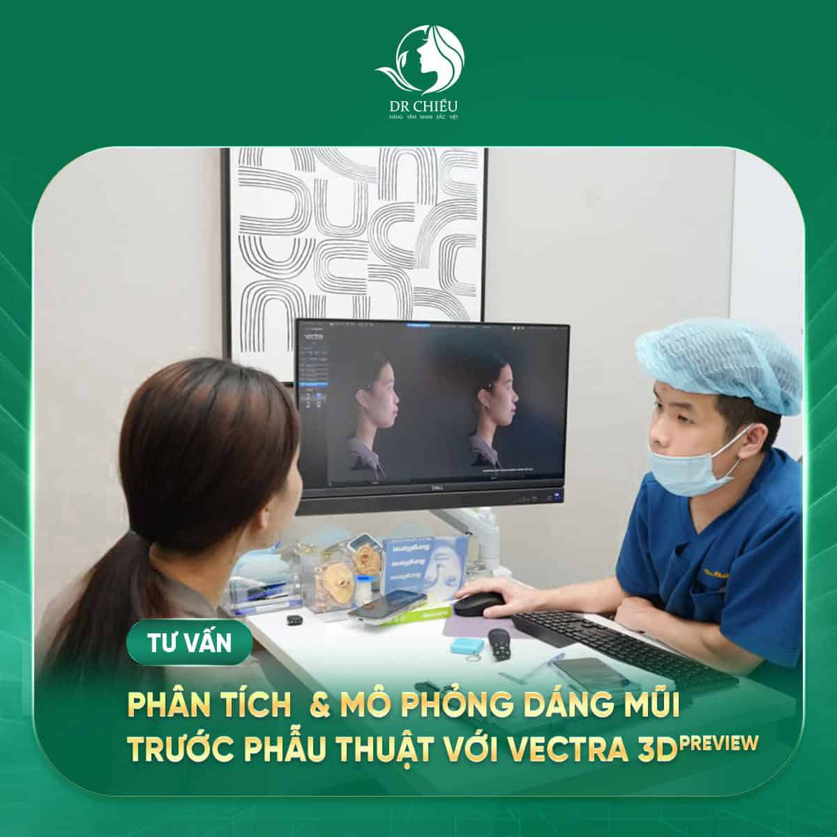 Khi sửa mũi bạn sẽ được mô phỏng dáng mũi trước khi làm trên máy VECTRA 3D tư vấn kỹ trước khi tiến hành làm